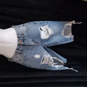 New Fashion Nova's Ayesha Longline Distressed Denim Shorts Women's Size 1 Small
